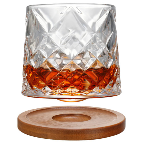 WICHBEEN Crystal Whiskey glasses,Rotatable -10 Oz old fashioned whiskey glasses,bar whiskey glasses,style glassware for bourbon,perfect Idea for scotch lovers,glasses for scotch, rum glasses,Diamond WICHBEEN Crystal Whiskey glasses,Rotatable -10 Oz old fashioned whiskey glasses,bar whiskey glasses,style glassware for bourbon,perfect Idea for scotch lovers,glasses for scotch, rum glasses,Diamond