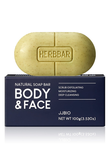 JJBIO NATURAL SOAP BAR BODY & FACE | Natural Soap | Body Wash Scrub | Mens Body Wash | Natural Soap for Women | Exfoliating, Deodorizing, Moisturizing Body Wash | Natural Ingredients | 3.53 Oz