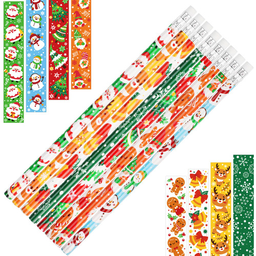 FINGOOO 48 Pieces Christmas Pencils for Kids,Assorted Bulk Xmas Pencils with Erasers in 8 Design Classroom Reward Christmas Party Favor Stocking Stuffers FINGOOO 48 Pieces Christmas Pencils for Kids,Assorted Bulk Xmas Pencils with Erasers in 8 Design Classroom Reward Christmas Party Favor Stocking Stuffers