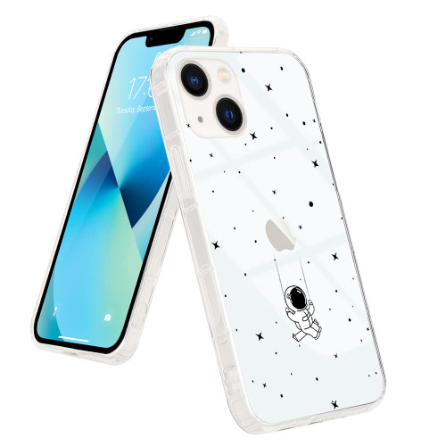 Pepmune Compatible with iPhone 13 Mini Case Cute Space Astronaut Star Design Silicone Clear Slim Bumper Boys Girls Kids Cool Shockproof Soft Back Protective Cover for Apple iPhone 13 Mini Phone Cases