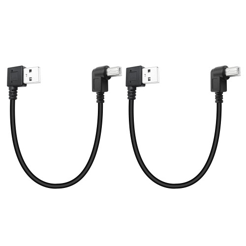 Kallaudo 90 Degree Short USB Printer Cable 25CM Right Angle USB 2.0 Type A Male to Left Angle B Male Scanner Cable Cord(2 Pack)