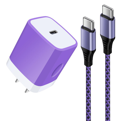 20W PD USB C Wall Fast Charger Adapter With 6FT C to C Charging Cable for iPhone 15/15 Pro/15 Pro Max,USB C Charger Block for Samsung Galaxy S23 FE/S23 Ultra/S23+/S23/S22 Ultra/S22+/S22/S21 Ultra/S21+