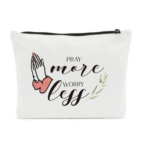 Christian Gifts for Women, Inspirational Makeup Bag, Bible Verse Religious Gift Scripture Quotes for Home Church, Best Christmas Birthday Gifts for Friend, Sister, Mom, Bestie, Pray More Worry Less Christian Gifts for Women, Inspirational Makeup Bag, Bible Verse Religious Gift Scripture Quotes for Home Church, Best Christmas Birthday Gifts for Friend, Sister, Mom, Bestie, Pray More Worry Less