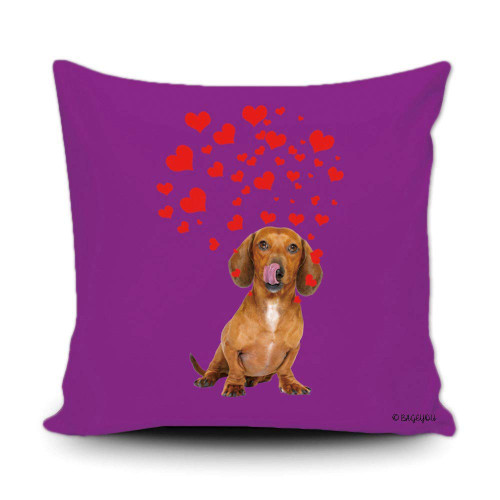 BAGEYOU Dog's Love to You Throw Pillow Cover Dachshund Blowing Kisses Love Hearts Decor Home Purple Pet Pillow Case 18x18 Inch BAGEYOU Dog's Love to You Throw Pillow Cover Dachshund Blowing Kisses Love Hearts Decor Home Purple Pet Pillow Case 18x18 Inch