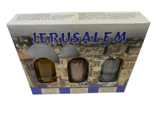 Holy Land souvenir 3 bottle set Nazareth Holy Earth Holy Olive Oil and Holy Water from the Jordan River from The Nazareth Holy Land souvenir 3 bottle set Nazareth Holy Earth Holy Olive Oil and Holy Water from the Jordan River from The Nazareth