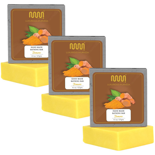 mastermedi All Natural Soap Bar Turmeric, Softer & Smoother Skin, Handmade Organic Soap & Natural Flavors, More Moisturizing Than Ordinary Bar Soap, Women & Men's Bar Soap, Pack of 3