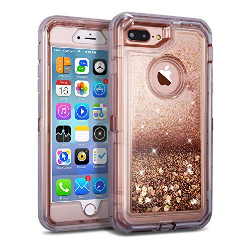 ZCDAYE iPhone 6 iPhone 7 iPhone 8 Sparkle Case, Quicksand Flowing Liquid Bling Glitter and Stand Soft TPU + Hard PC Cover for iPhone 6/iPhone 7/iPhone 8 - Rose Gold