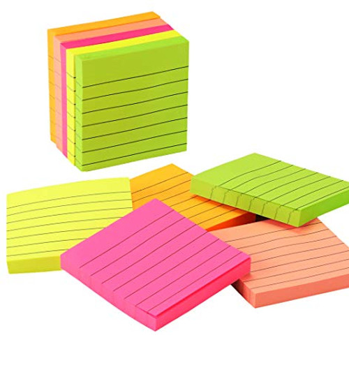 Medeer Sticky Notes 3x3 inches,100 Sheets/Pad,10 Pads/Pack,Bright Assorted Colors Self-Stick Pads Easy Post for Office School Business Family(Striped, 5 Colors)