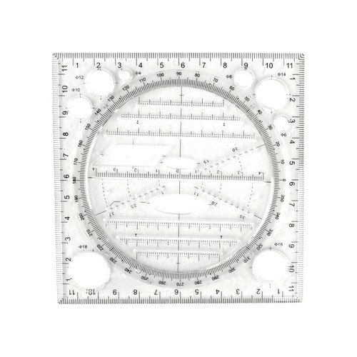 Multifunctional Drawing Ruler Measuring Tool Roatating Angle Circle Geometric Line Drawing Template for School Office Student Teacher Designer
