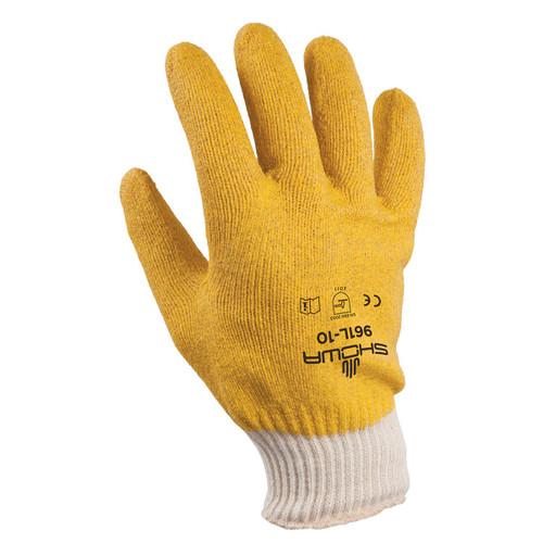 SHOWA 961 KPG Fully Coated PVC Glove, Seam-Free Cotton Knit Wrist Liner, General Purpose Work, Medium (Pack of 12 Pairs)