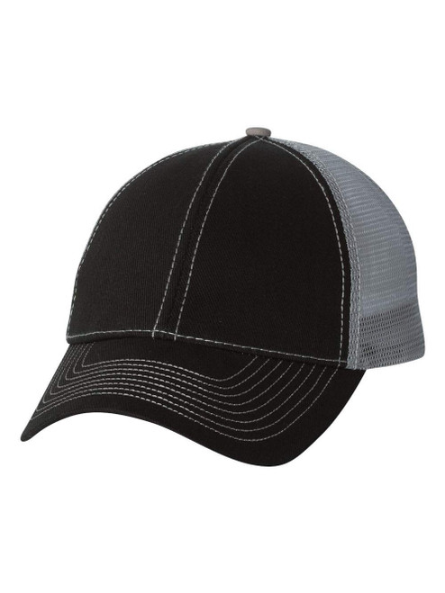 Mega Cap Contrast Stitch Trucker Cap One Size Black/ Grey