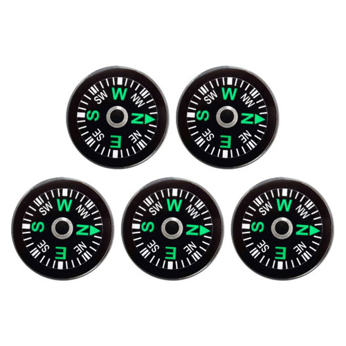 LIOOBO 15mm Button Compass Pocket Compass Survival Mini Backpacking Compass for Boating Camping Hiking 5PCS