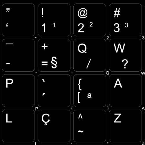 4Keyboard Brazilian Portuguese Non-Transparent Keyboard Stickers Black Background (15x15 Size)