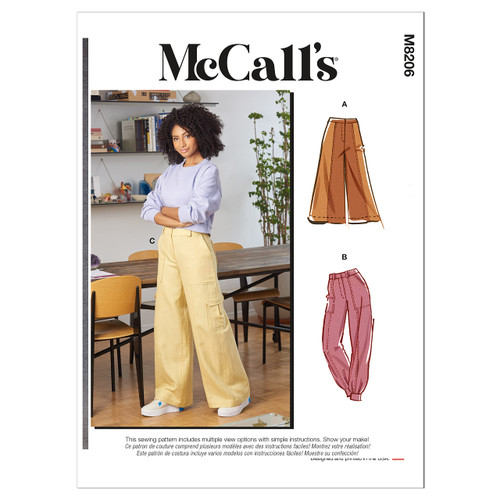 McCall's Misses' Cargo Pants Sewing Pattern Kit, Code M8206, Sizes 16-18-20-22-24, Multicolor