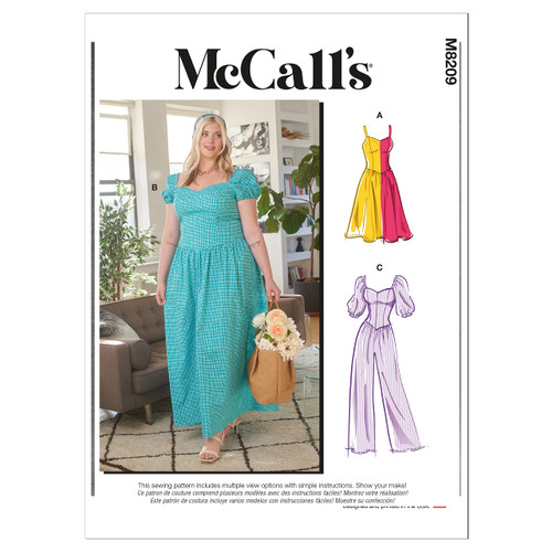McCall's Misses' Dress and Jumpsuit Sewing Pattern Kit, Code M8209, Sizes 8-10-12-14-16, Multicolor