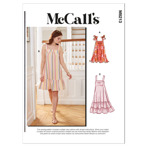 McCall's Misses' Sundress Sewing Pattern Kit, Code M8213, Sizes L-XL-2XL, Multicolor