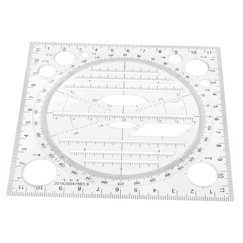 FUNOMOCYA Drawing Ruler Plastic Draft Ruler Circle Tracer Templates Geometric Round Ruler Protractor Circle Drawing Stencil Office Measurement Ruler Clear Ruler Measuring Tool Wooden Student