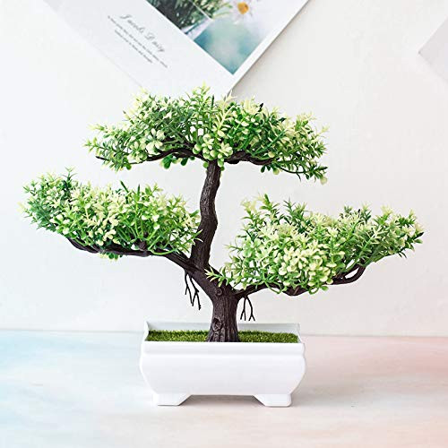 PETSTIBLE Artificial Bonsai Welcoming Pine Tree,Fake Artificial Pot Plant Bonsai Potted Simulation Pine Tree Home,Desk Display Fake Tree Pot Ornaments for Home, Office, Shop