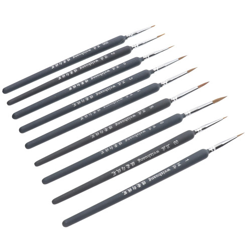 VILLCASE 9pcs Wolf Hair Detail Paint Brush Set, Fine Detailing Painting Pens Drawing Accessories Brushes for Acrylic, Watercolor, Oil, Models