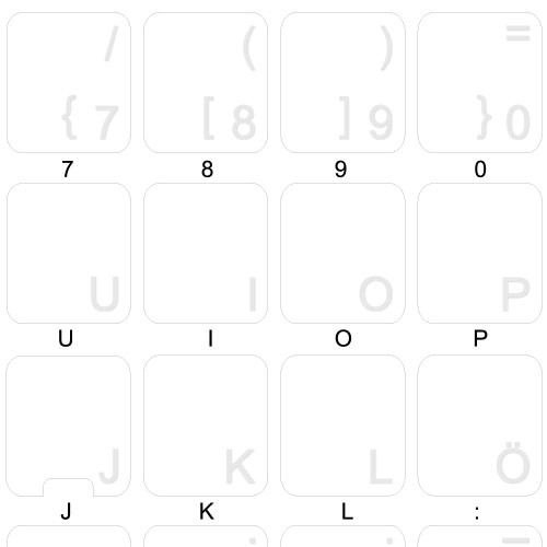 4Keyboard German Keyboard Stickers with White Lettering ON Transparent Background