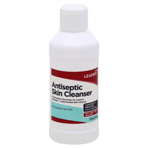 Leader Antimicrobial/Antiseptic Skin Cleanser, Antiseptic Antimicrobial Wash, Chlorhexidine Gluconate 4% Solution, Soap & Wound Care for Home and Hospital, 8 Ounce Leader Antimicrobial/Antiseptic Skin Cleanser, Antiseptic Antimicrobial Wash, Chlorhexidine Gluconate 4% Solution, Soap & Wound Care for Home and Hospital, 8 Ounce