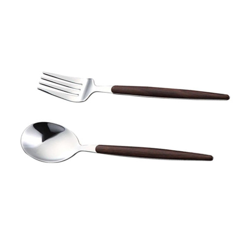 FUOYLOO 2pcs Set Dessert cutlery spoon spoons silverware silverware unique suite Western Food tableware Stainless steel dinnerware kit fork portable Cutlery Set stainless steel silverware