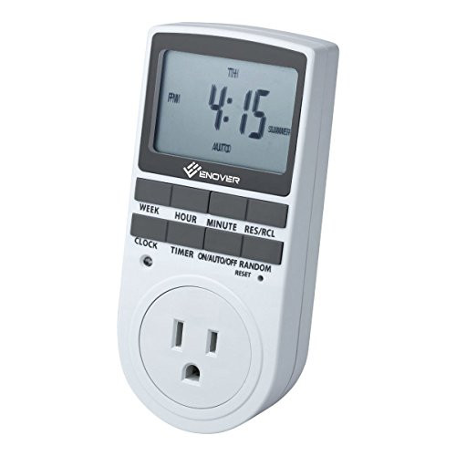 Enover 7 Day / 24 Hour Programmable Digital Weekly Light Switch Timer Plug for Electrical Outlet with Anti-theft Random Option (15A/1800W,1Pack)