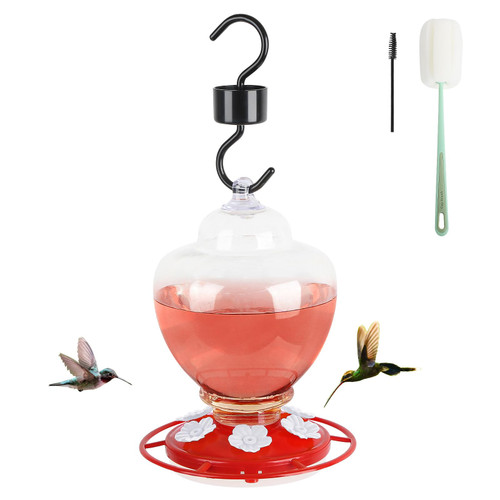 40 Ounces Plastic Hummingbird Feeder,Hummingbird Feeders for Outdoors Hanging Ant and Bee Proof, Large Leak Proof Plastic Humming Birds Feeders for Outside with 6 Feeding Perch Red