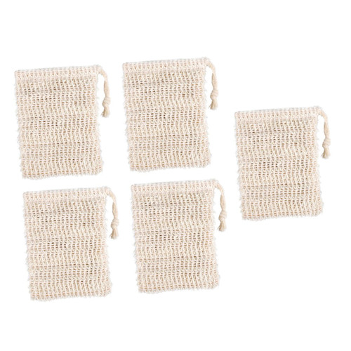 FRCOLOR 5pcs Soap Foaming Loofah Soap Saver Net Natural Sisal Soap Saver Pouch Exfoliating Bath Bags Bathing Soap Pouch Soap Saver Bag Pouch Shower Soap Bag The Bubble Jute Grid