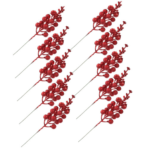 ARTIBETTER 10pcs Christmas Imitation Berries Decor Flower Garland Wreath Artificial Berries Stems Artificial Berries Picks Artificial Plants & Flowers Xmas Berries Branch Christmas Tree Foam