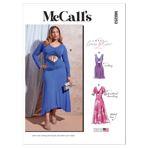 McCall's Misses/Plus Size Dress Sewing Pattern Kit, Multicolor