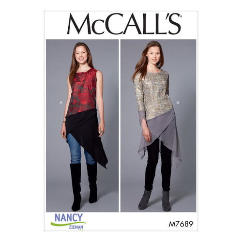 McCall's Patterns Misses' Tunic-Style Contrast Hem Tops