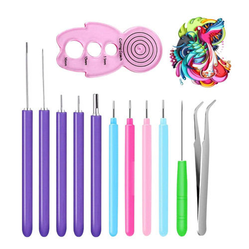 BAODAN Paper Quilling Tools Slotted Kit, Handmade Rolling Curling Paper Quilling Kits, 9 Colorful Quilling Needle Pen for Paper Cards Art Craft DIY, Total