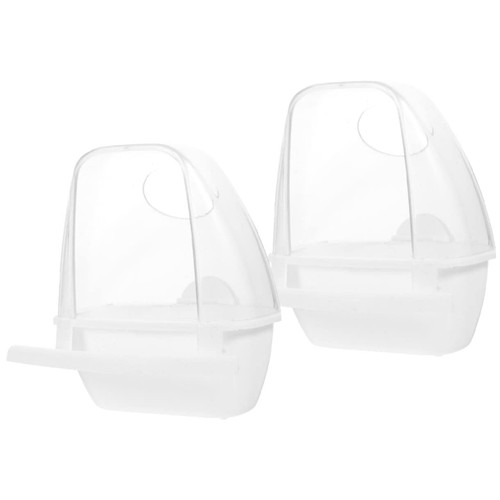 BESPORTBLE 2pcs Bird Food Box Hangable Bird Cups Bird Feeders for Outside Parakeet Feeder Bird Feeding Dish Cups Bird Water Dispenser Bird Cage Feeder Parrot Feeder to Feed White Bowl Plastic