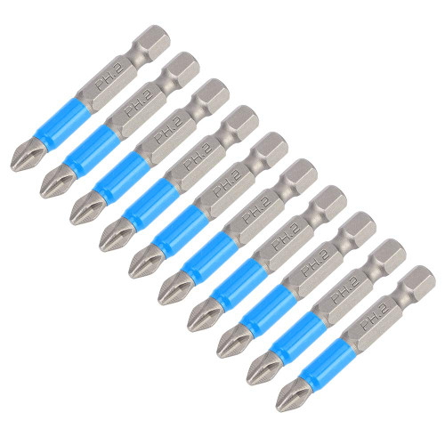 Electric Screwdriver Bit Set 10Pcs Strong Magnet Drill Bits 50Mm Drill Steel Bit Tip Ph2 Alloy Steel Anti Slip Wood Drill Bit Sets