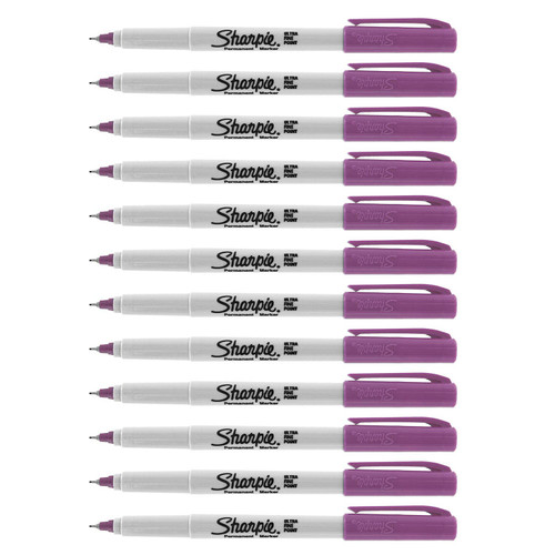 Sharpie Permanent Markers, Ultra Fine Point, Boysenberry, 12-Count