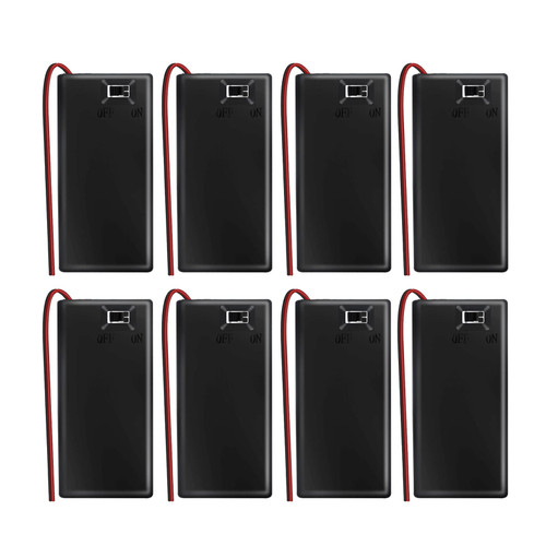 Lpdphanxfkx 9V Battery Holder, (Pack of 8) 9V Battery Case, 9V Battery Box with ON/Off Switch and Leads, DIY & Maintenance