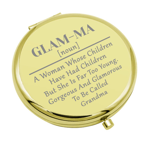 Grandma Gifts from Grandchildren Grandma Birthday Gifts Compact Makeup Mirror Thank You Gifts for Grandmother Retirement Gifts for Nana Folding Makeup Mirror for Grandma (Gold)