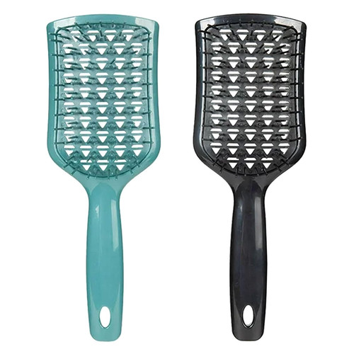 #18 Hair Brush 2PCS Curly Hair Brush Detangling Brush Scalp Massage Detangling Brush With Flexible For Curly Wet Dry Hair Combing (Black, One Size)