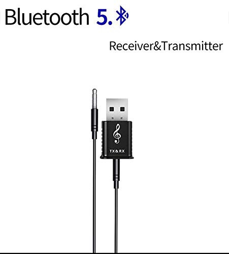 USB Wireless Receiver Transmitters Bluetooth V5.0 Audio Music Stereo Adapter Dongle for Tv Pc Car Bluetooth Speaker Headphone (Black)