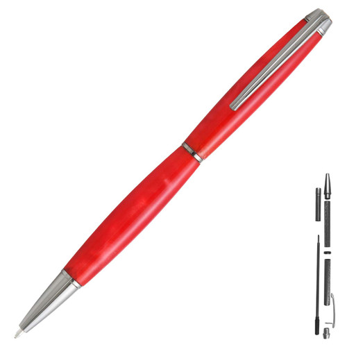 Penn State Industries PKGVTWGM Groove Twist Ballpoint Pen Kit Woodturning Project (1, Gun Metal)