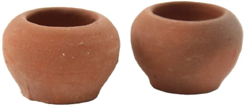 Melody Jane Dolls Houses Dollhouse Round Terracotta Planter Clay Pots Garden Outdoor Patio Accessory