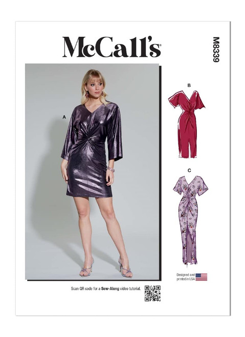 McCall's Misses' Knit Dress Sewing Pattern Kit, Design Code M8339, Sizes 12-14-16-18-20, Multicolor