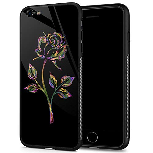 iPhone 6s Plus Case,9H Tempered Glass iPhone 6 Plus Cases for Girls Womens,Chromatic Gold Rose Ms. Pattern Design Shockproof Anti-Scratch Case for Apple iPhone 6/6s Plus 5.5 inch Chromatic Gold Rose