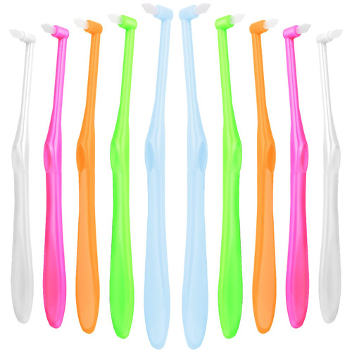 Ouligay 10 Pieces Tuft Toothbrush Tufted Brush End-Tuft Trim Tapered Toothbrush Soft Trim Toothbrush Single Compact Interdental Interspace Brush for Orthodontic Braces Bridges Gap Detail Cleaning