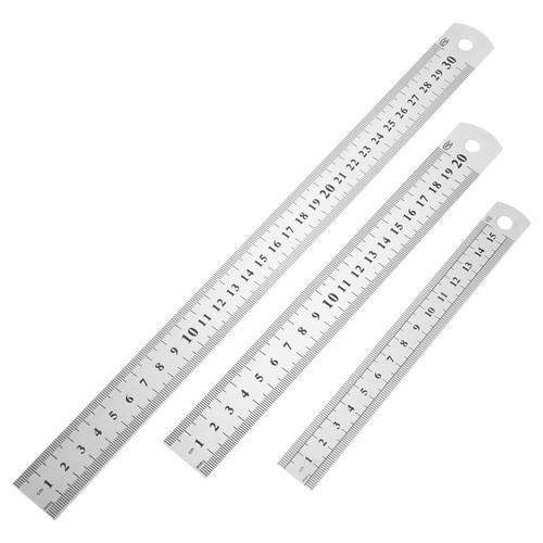 BCOATH 3pcs Steel Ruler Steel Scale Ruler Math Rulers Kids Stainless Bookmark Measure Straight Ruler Student Machinist Ruler Portable Steel Measure Ruler Office Metal Ruler Leather Goods