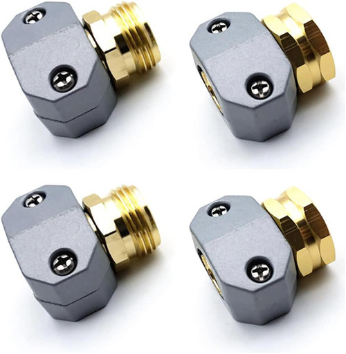 4 Pack Female and Male Garden Hose End Aluminum Garden Hose Mender Hose Repair Fittings Coupler Repair Kits Metal Hose Mender for 5/8" and 3/4" Garden Hoses