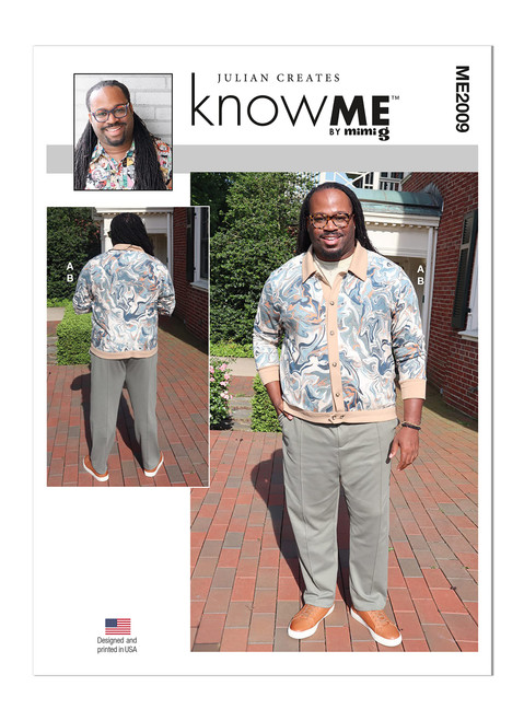 Know Me Men's Knit Button Up Top and Pants Sewing Pattern Kit by Julian Creates, Design Code ME2009, Sizes 34-36-38-40-42, Multicolor
