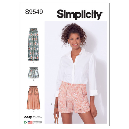 Simplicity Misses' Pants, Shorts and Skirt Sewing Pattern Kit, Code S9549, Sizes 6-8-10-12-14-16-18, Multicolor