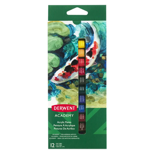 Derwent Academy Acrylic Paints, 12ml, 12 Pack (2302401)